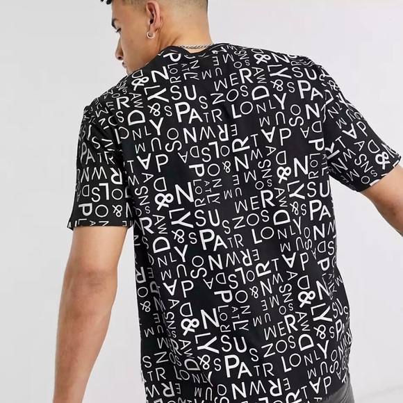 (HP)ASOS X Only & Sons oversize t-shirt with letter print in black - Picture 4 of 8
